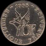 Pièce de 10 francs Roland Garros 1888-1918 1988 - revers