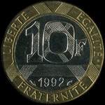 Pièce de 10 francs Génie de la Bastille 1992 - revers