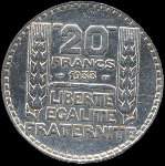 Pi�ce de 20 francs Turin argent 1933 - revers