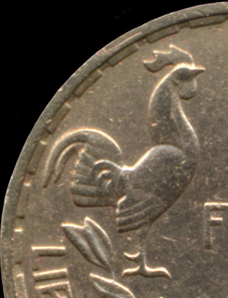 20 francs Georges Guiraud 1950 avec 3 faucilles dans la queue du coq