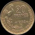 Pièce de 20 francs G.Guiraud 1952B - revers