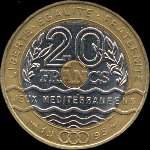 Pièce de 20 francs Jeux Méditerranéens 1993 - revers