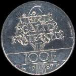 Pi�ce de 100 francs La Fayette 1987 - revers
