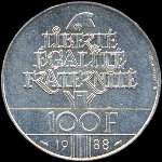 Pi�ce de 100 francs T�te de la R�publique 1988 - revers