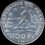 Pièce de 100 francs Descartes 1991 - revers