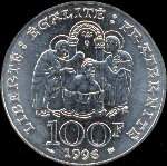 Pi�ce de 100 francs Bapt�me de Clovis 1996 - revers