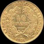 Pièce de 10 francs or Cérès 1851A - République française - revers