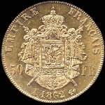 Pi�ce de 50 francs or Napol�on III Empereur t�te laur�e 1862A - Empire fran�ais - revers