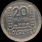 Alg�rie fran�aise - R�publique fran�aise - 20 francs 1949 - revers