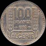 Alg�rie fran�aise - R�publique fran�aise - 100 francs 1952 - revers