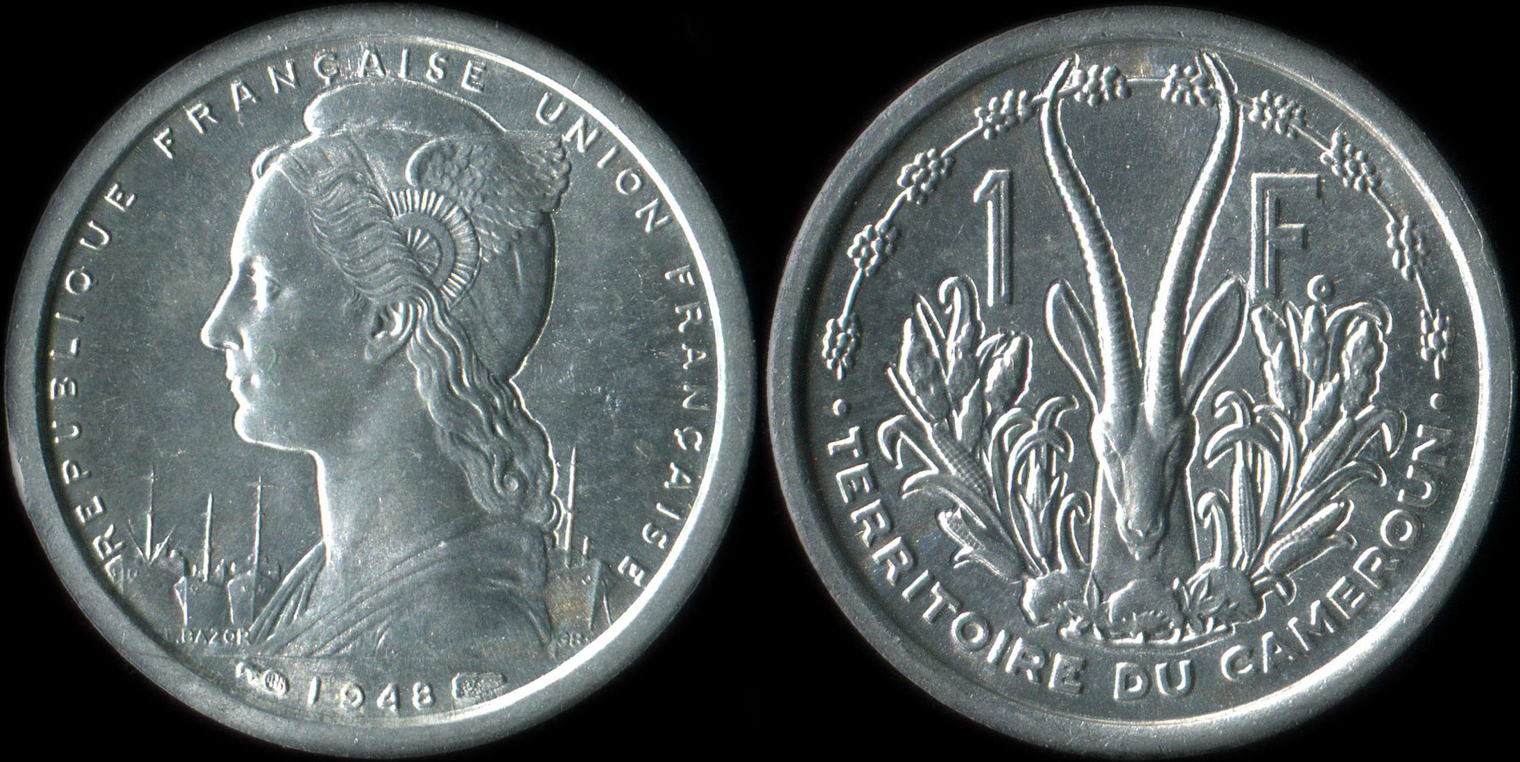 Pi�ce de 1 franc 1948 - Territoire du Cameroun