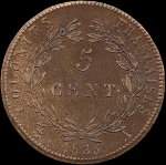 Colonies françaises - Charles X Roi de France - 5 centimes 1825 - revers