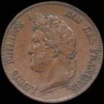 Colonies françaises - Louis Philippe I Roi des français - 5 centimes 1844 - avers