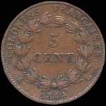 Colonies françaises - Louis Philippe I Roi des français - 5 centimes 1844 - revers
