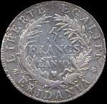 Gaule Subalpine (Eridania) - 5 francs An 10 - revers
