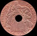 Indochine fran�aise - R�publique fran�aise - 1 centi�me 1938 - revers