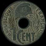 Indochine française - République française - 1 centième 1940 avec lotus - avers