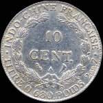 Indochine française - République française - 10 centièmes 1922 - revers