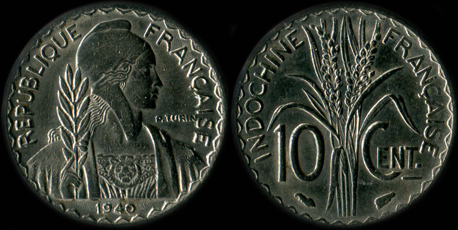 Pi�ce de 10 centi�mes Indochine 1940