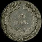 Indochine française - République française - 20 centièmes 1901 - revers