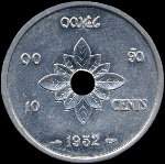 Royaune du Laos - 10 cents 1952 - revers