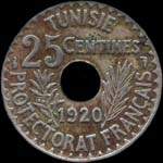 Tunisie - 25 centimes 1920 - revers
