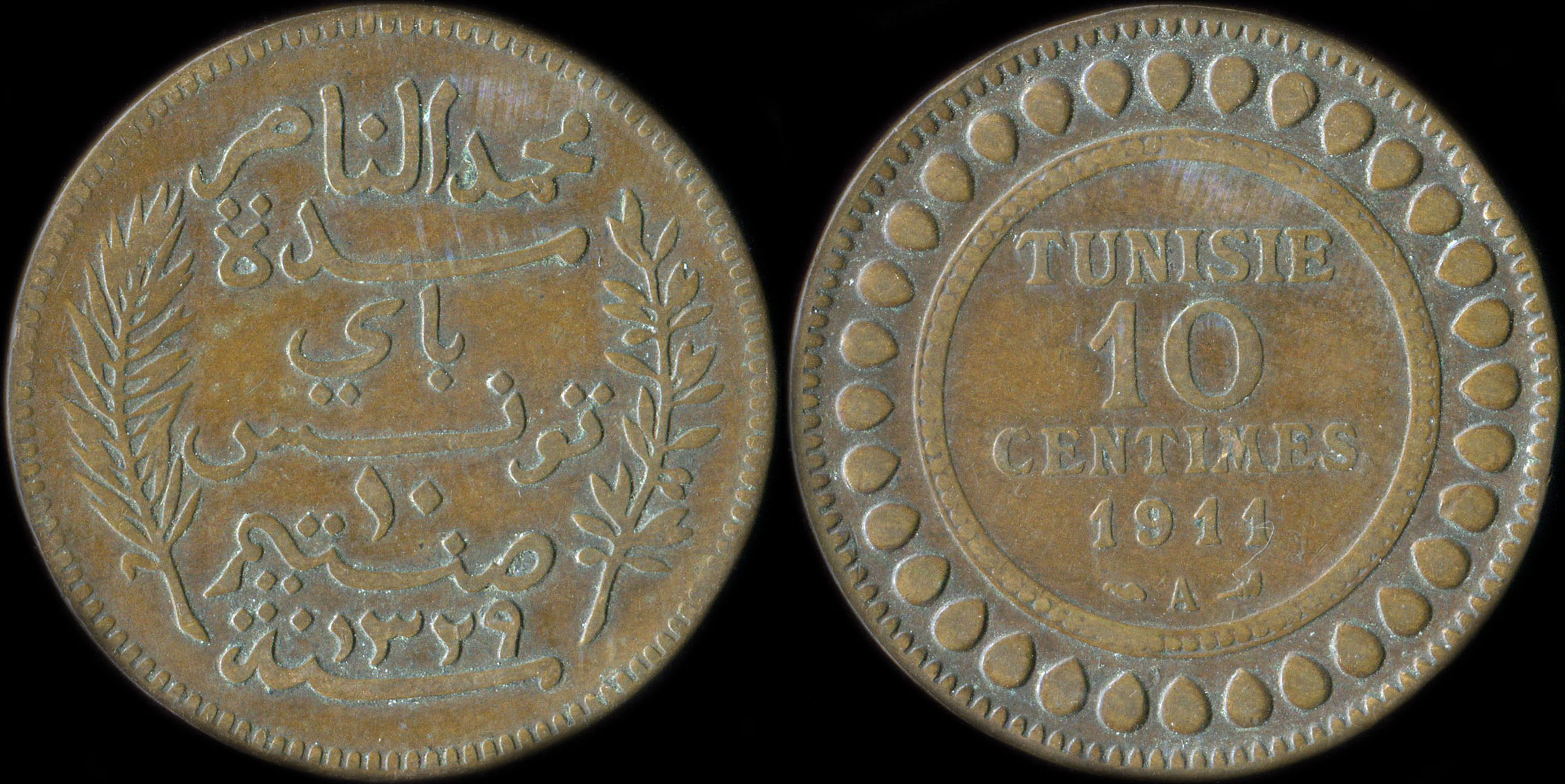 Pi�ce de 10 centimes 1911 A Tunisie