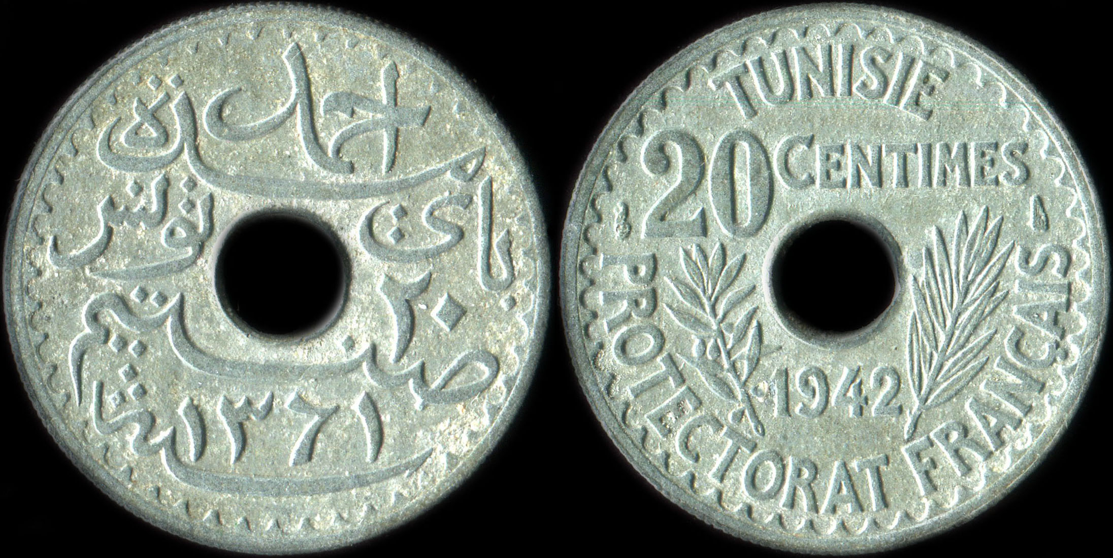 Pi�ce de 20 centimes 1942 Tunisie
