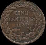 5 centimes frapp�e en 1837 et 1838 sous Honor� V Prince de Monaco - revers