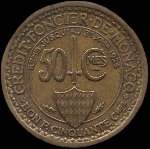 50 centimes frappée en 1924 et 1926 sous Louis II Prince de Monaco - revers