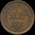 50 centimes frapp�e en 1924 et 1926 sous Louis II Prince de Monaco - revers