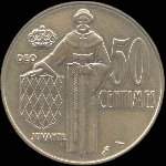 50 centimes frappée en 1962 sous Rainier III Prince de Monaco - revers