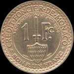 1 franc frappée en 1924 et 1926 sous Louis II Prince de Monaco - revers