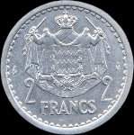 2 francs frappée en 1943 sous Louis II Prince de Monaco - revers
