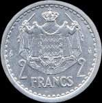 2 francs frapp�e en 1943 sous Louis II Prince de Monaco - revers