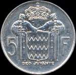 5 francs frapp�e en 1960 et 1966 sous Rainier III Prince de Monaco - revers