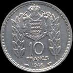 10 francs frapp�e en 1945 et 1946 sous Louis II Prince de Monaco - revers