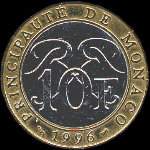 10 francs Rainier III Prince de Monaco frappée de 1989 à 2000 - revers