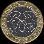 10 francs Rainier III Prince de Monaco frapp�e de 1989 � 2000 - revers