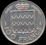 100 francs frapp�e en 1956 sous Rainier III Prince de Monaco - revers