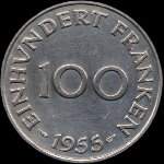 100 franken Saarland 1955 - Sarre - revers