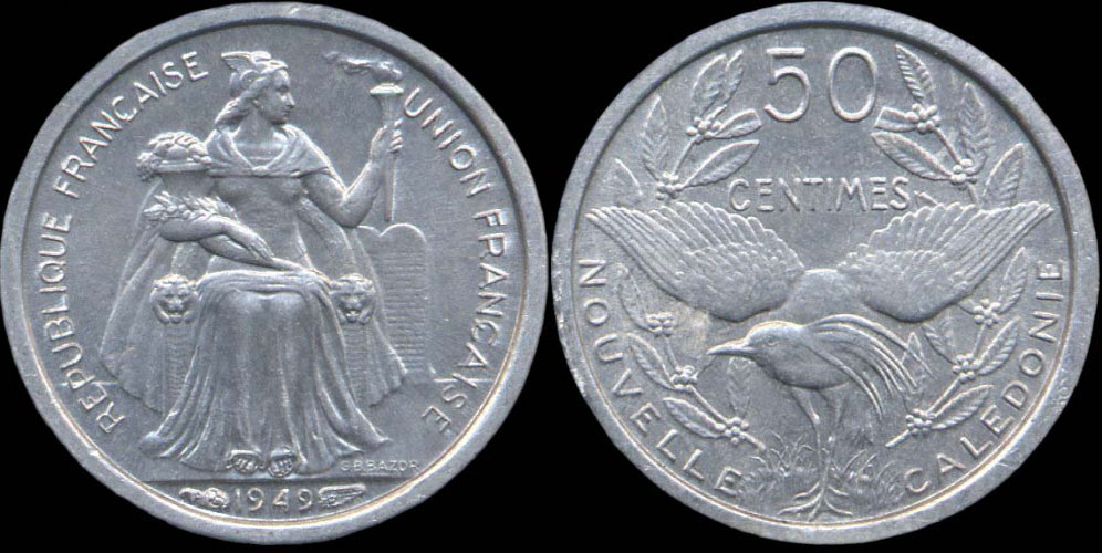 Pi�ce de 50 centimes 1949 Nouvelle-Cal�donie