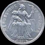 Nouvelle-Cal�donie - pi�ce de 1 franc 1971 R�publique Fran�aise - avers