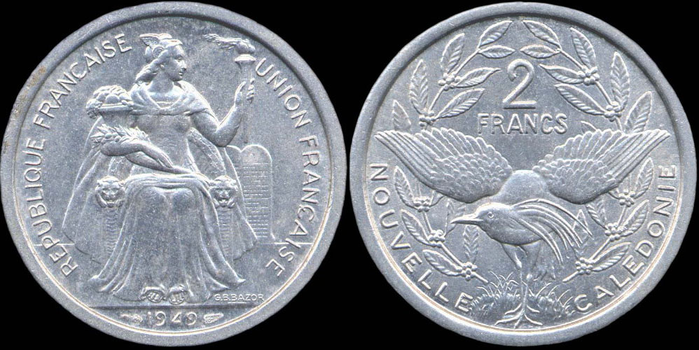 Pièce de 2 francs 1949 Nouvelle-Calédonie