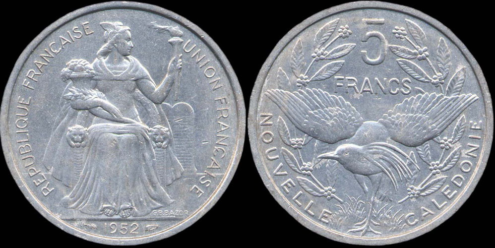 Pièce de 5 francs 1952 Nouvelle-Calédonie