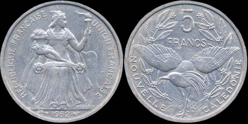 Pi�ce de 5 francs 1952 Nouvelle-Cal�donie