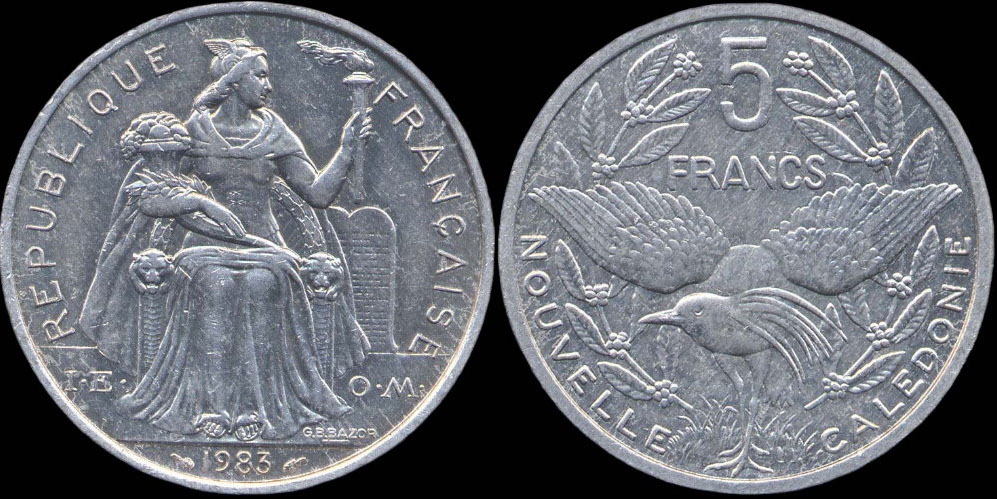 Pi�ce de 5 francs 1983 Nouvelle-Cal�donie