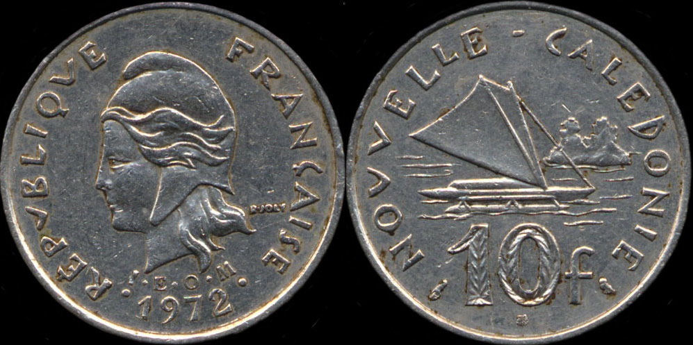 Pièce de 10 francs 1972 Nouvelle-Calédonie