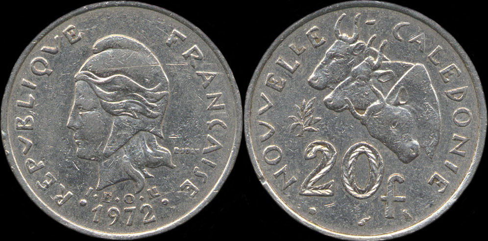 Pièce de 20 francs 1972 Nouvelle-Calédonie