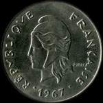 Nouvelle-Caldonie - pice de 50 francs 1967 Rpublique Franaise - avers